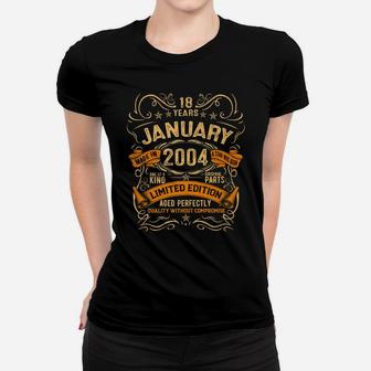 18 Year Old Vintage January 2004 Gifts 18Th Birthday Party Women T-shirt | Crazezy