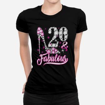 20 & Fabulous 20Th Birthday Gifts Funny Pink Diamond Shoes Women T-shirt | Crazezy UK