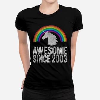 2003 17Th Birthday Gift Unicorn Rainbow 17 Years Old Girl Women T-shirt | Crazezy