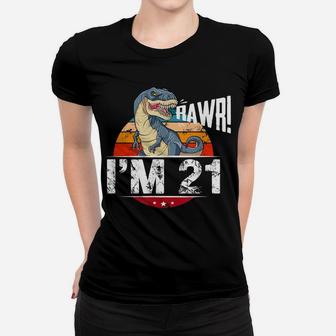 21St Birthday Dinosaur T Shirt 21 Years Old Party Gift Idea Women T-shirt | Crazezy