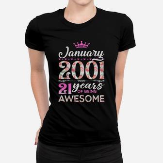 21St Birthday Floral Gift For Womens Born In January 2001 Women T-shirt | Crazezy UK