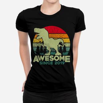 2Nd Birthday Dinosaur 2 Year Old Boy Kids Awesome Since 2019 Women T-shirt | Crazezy CA