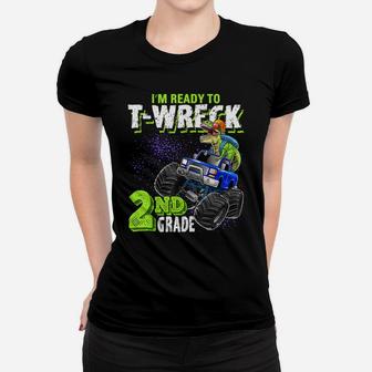 2Nd Grade Dinosaur Monster Truck Back To School Gift Boys Women T-shirt | Crazezy CA