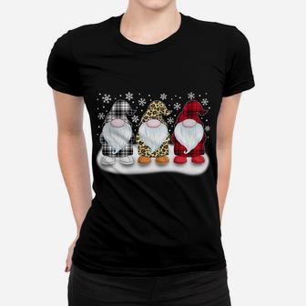3 Gnomes Red Plaid Leopard Fur White Plaid Gnome Men Women Women T-shirt | Crazezy