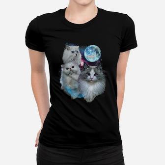 3 Moon Cat Feline Lovers Kitten Adorable Kitty Cat Novelty Women T-shirt | Crazezy
