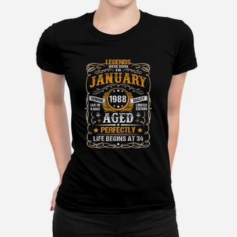 34 Year Old January 1988 Vintage Retro 34Th Birthday Gift Women T-shirt | Crazezy