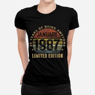 35Th Birthday Gift Men Vintage January 1987 35 Years Old Women T-shirt | Crazezy