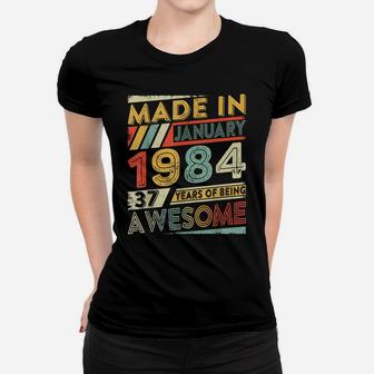 37Th Birthday Gift Retro January 1984 37 Yrs Old 37Th Bday Women T-shirt | Crazezy UK