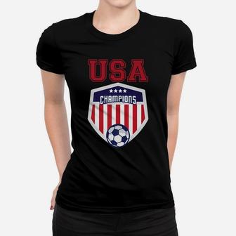 4 Stars Red Usa Champions Flag Football Team Play Game Goal Women T-shirt | Crazezy