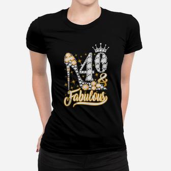 40 & Fabulous 40 Years Old 40Th Birthday Diamond Crown Shoes Women T-shirt | Crazezy