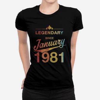 40 Year Old Gift 40Th Birthday Vintage Born In January 1981 Women T-shirt | Crazezy