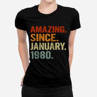 41 Years Old Retro Birthday Gift Amazing Since January 1980 Raglan Baseball Tee Women T-shirt | Crazezy CA