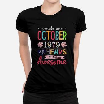 42 Years Old Floral Awesome Since October 1979 42Nd Birthday Women T-shirt | Crazezy CA