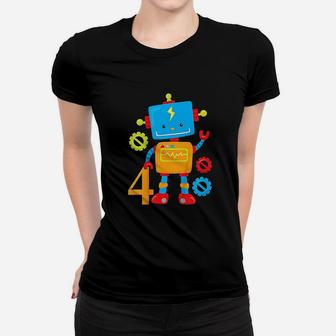 4Th Birthday Cute Robot Women T-shirt | Crazezy CA
