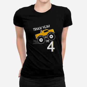 4Th Birthday Monster Truck Design Truck Yeah Im 4 Women T-shirt | Crazezy