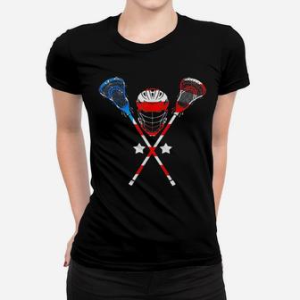 4Th Of July American Flag Patriotic Lacrosse Women T-shirt - Monsterry