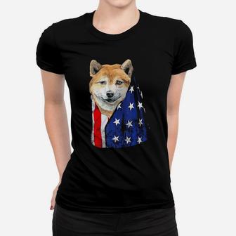 4Th Of July American Flag Shiba Inu Dog Women T-shirt - Monsterry AU