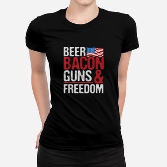 4Th Of July Beer Bacon Freedom Usas Women T-shirt - Monsterry