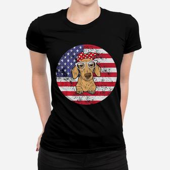 4Th Of July Gift Idea American Flag Dachshund Lovers Women T-shirt - Monsterry