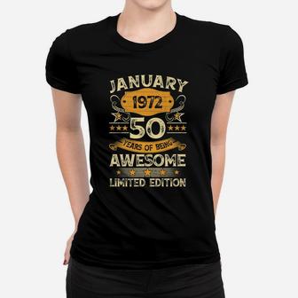 50 Year Old Gift Vintage January 1972 50Th Birthday Gift Women T-shirt | Crazezy