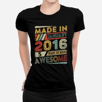 5Th Birthday Gift Retro January 2016 5 Yrs Old 5Th Bday Women T-shirt | Crazezy