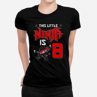 8Th Birthday Gift Little Ninja 8 Years Old Birthday Boys Women T-shirt | Crazezy