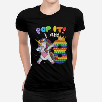 8Th Birthday Girls Dabbing Unicorn Pop It I Am 8 Years Party Sweatshirt Women T-shirt | Crazezy AU