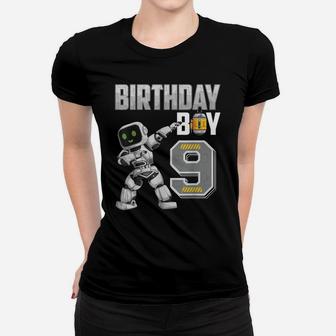 9 Year Old Dabbing Robot 9Th Birthday Science Robotics Women T-shirt | Crazezy CA