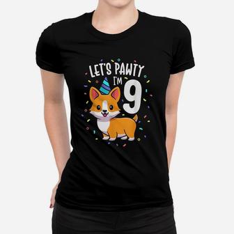 9 Years Old Corgi Dog Lover 9Th Birthday Party Outfit Kid Women T-shirt | Crazezy UK