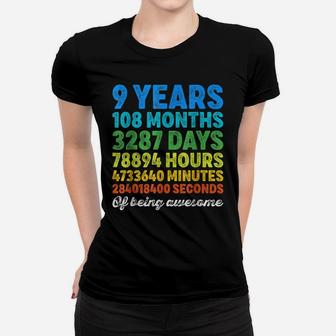 9 Years Old Gifts 9Th Birthday Tee Vintage Retro Countdown Women T-shirt | Crazezy