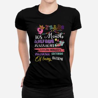 9Th Birthday Tshirt For Girls 9 Years Old Being Awesome Gift Women T-shirt | Crazezy UK