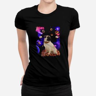 Adorable Pug In Space With Doughnuts Women T-shirt | Crazezy AU