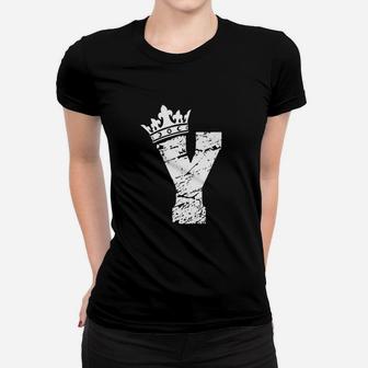 Alphabet T Shirt Initial Letter Y And King Queen Crown Tee Women T-shirt - Thegiftio UK