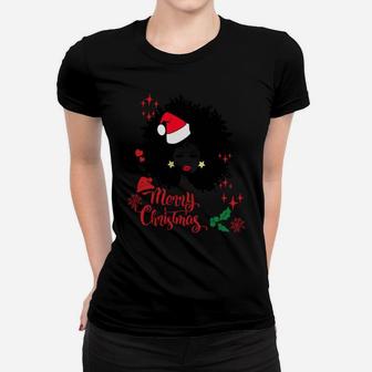 American African Christmas Santa Claus Sweatshirt Women T-shirt | Crazezy
