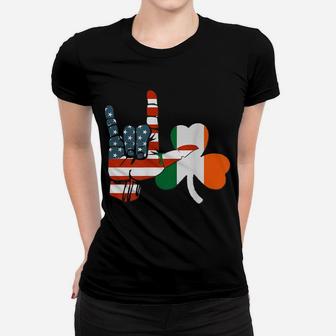 American And Irish Flags,St Patrick Day Shirt With Shamrock Women T-shirt | Crazezy