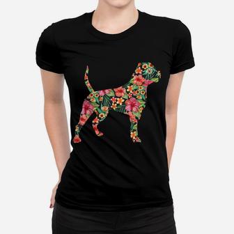 American Bulldog Flower Funny Dog Silhouette Floral Gifts Women T-shirt | Crazezy UK