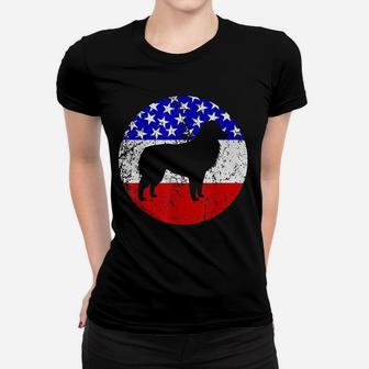 American Flag Australian Shepherd Vintage Retro Aussie Dog Women T-shirt | Crazezy