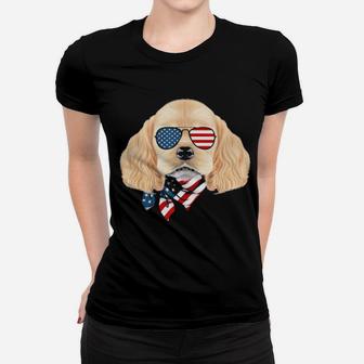 American Flag Cocker Spaniel Patriotic 4Th Of July Women T-shirt - Monsterry