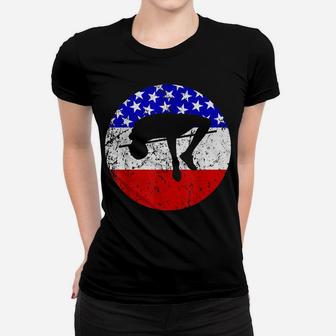 American Flag High Jump Vintage Retro Track And Field Women T-shirt | Crazezy CA