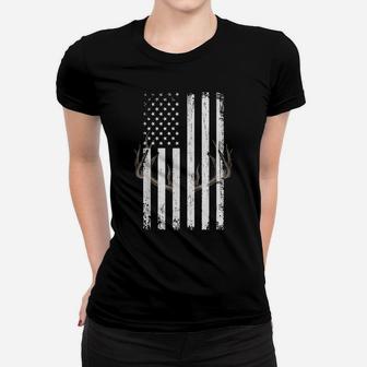 American Flag Hunter Hunting Antlers Gift Women T-shirt | Crazezy