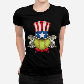 American Flag Softball Uncle Sam 4Th Of July Women T-shirt - Monsterry