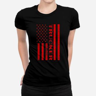 American Flag Truck Drivers T-Shirt | Usa Trucker Gift Women T-shirt | Crazezy