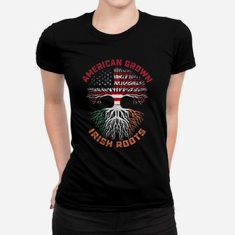 American Grown Irish Roots Irish American Us Flag Heritage Women T-shirt - Monsterry