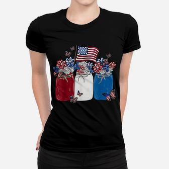 American Patriot Flag Flowers Happy Independence Day Women T-shirt | Crazezy