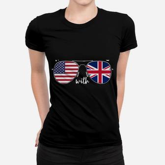 American Raised With British Roots Usa United Kingdom Flag Women T-shirt | Crazezy
