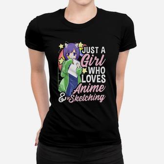 Anime Girl Just A Girl Who Loves Anime And Sketching Drawing Women T-shirt | Crazezy CA