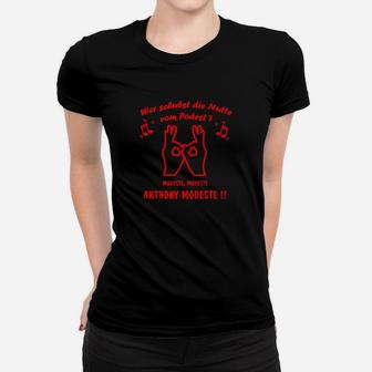 Anthony Modeste Tribut, Schwarz-Rotes Fan Frauen Tshirt mit Slogan - Seseable