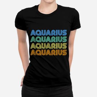Aquarius Vintage Retro Zodiac Sign Aquarius Constellation Women T-shirt | Crazezy