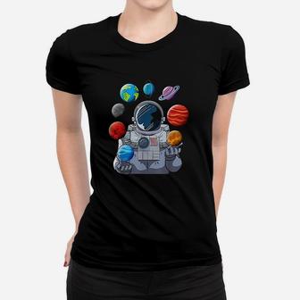 Astronaut Planets Space Moon Stars Galaxy Spaceship Gift Women T-shirt | Crazezy AU