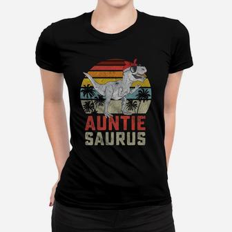 Auntiesaurus T Rex Dinosaur Auntie Saurus Family Matching Women T-shirt | Crazezy
